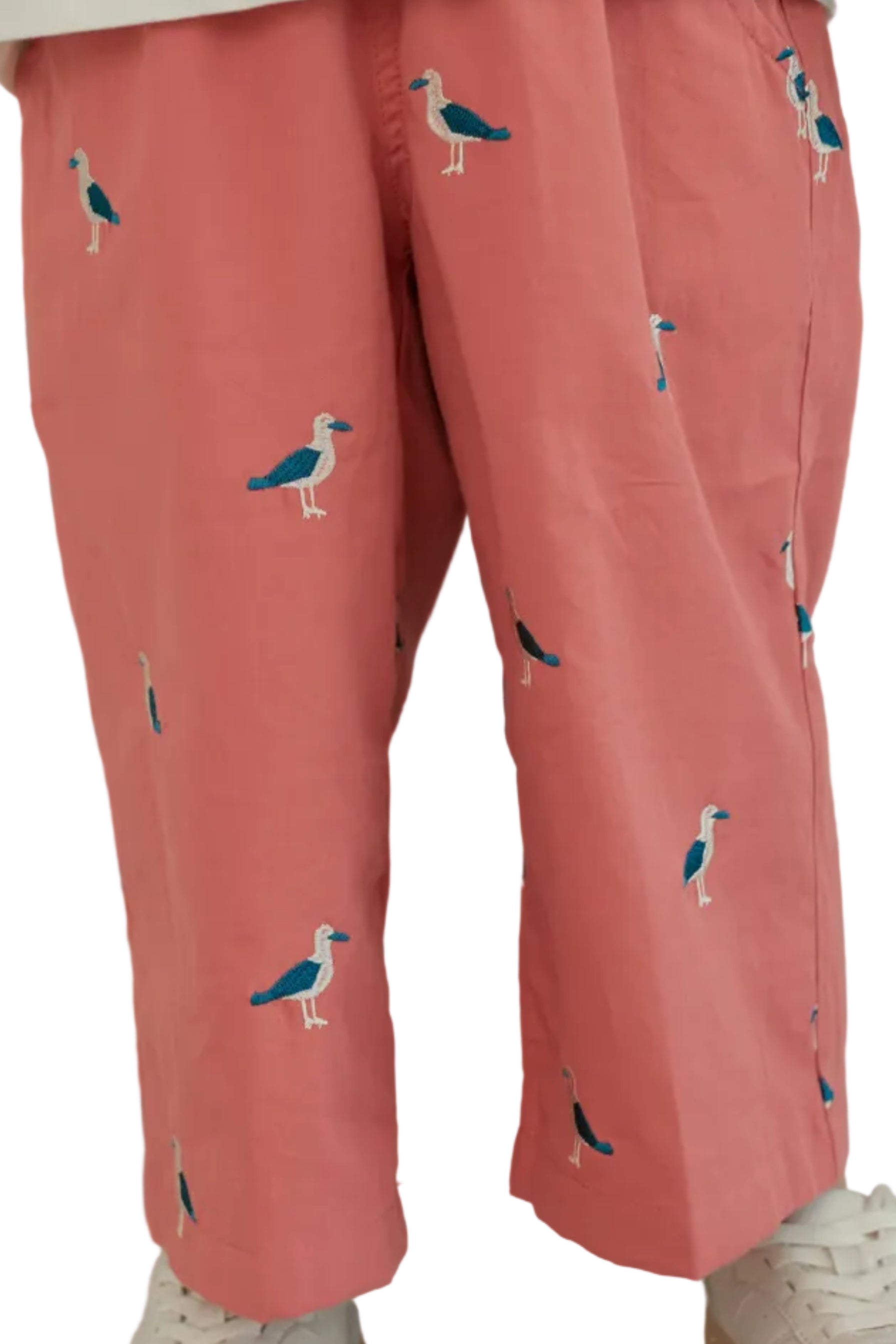 Bird Embroidered Pants