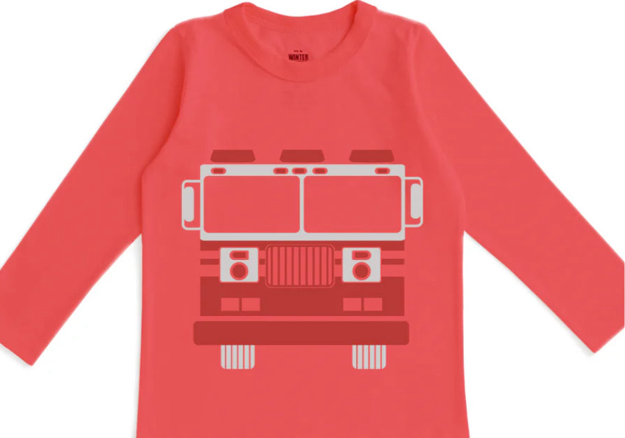 Long Sleeve Graphic Tee - Firetruck Scarlet Red