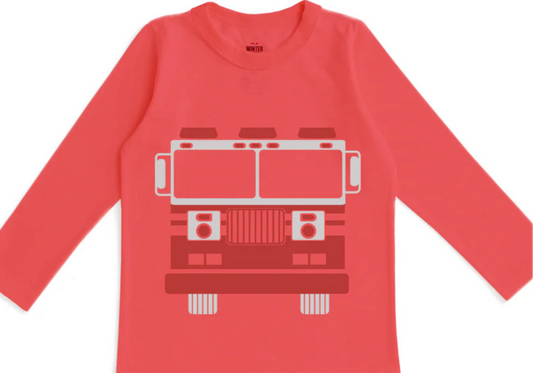 Long Sleeve Graphic Tee - Firetruck Scarlet Red
