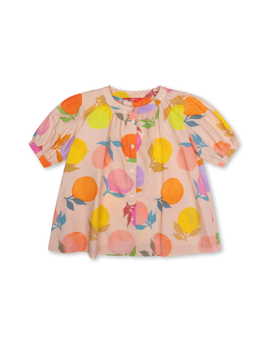 Beso Collarless Shirt Multico Oranges - Shift Sand