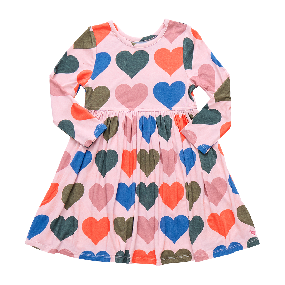 Bamboo Steph Dress - Pink Oversized Hearts