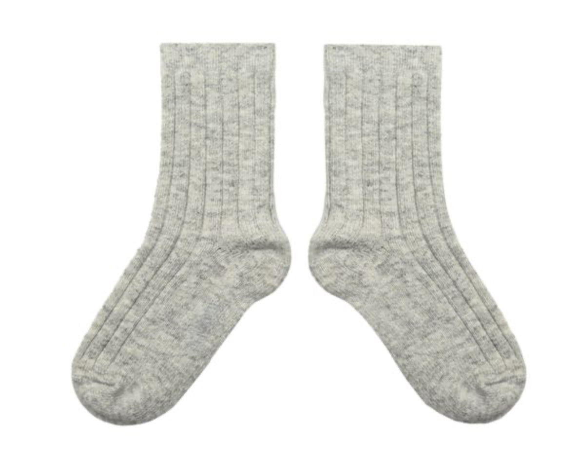 Chamois - Wool/Cashmere Ribbed Crew Sock