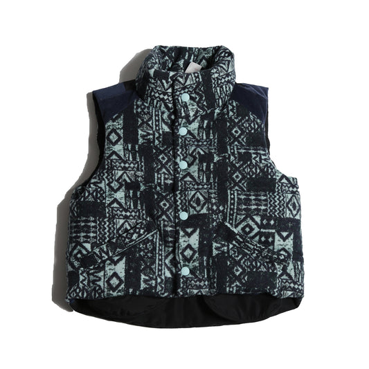 Patchwork Puffa Vest - Topaz Mix