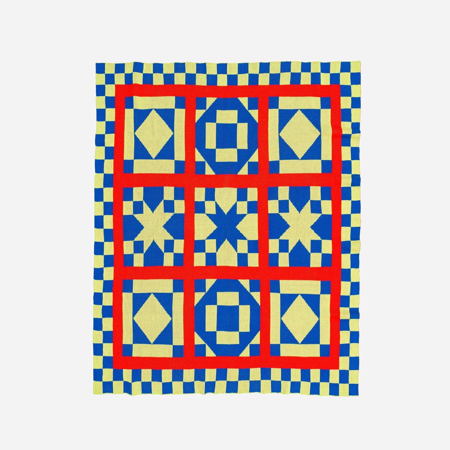 Quilt Block Throw - Lime Cobalt