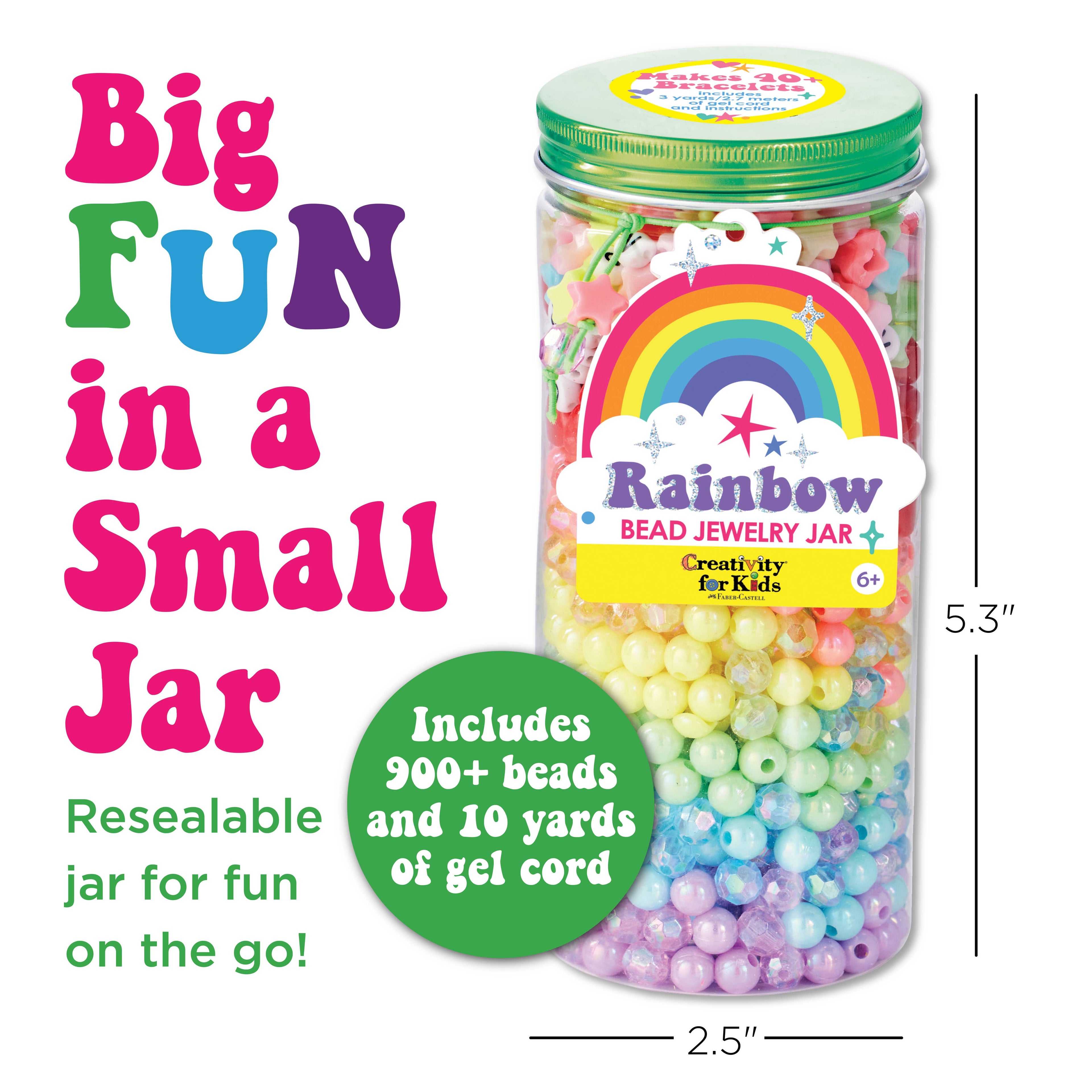 Bead Jewelry Jar Rainbow - DIY Bracelet Craft Kit