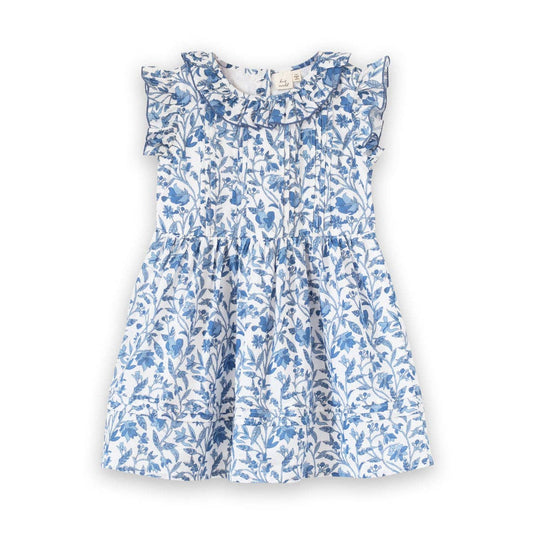 Ana Dress with Ruffles | Vintage Blue