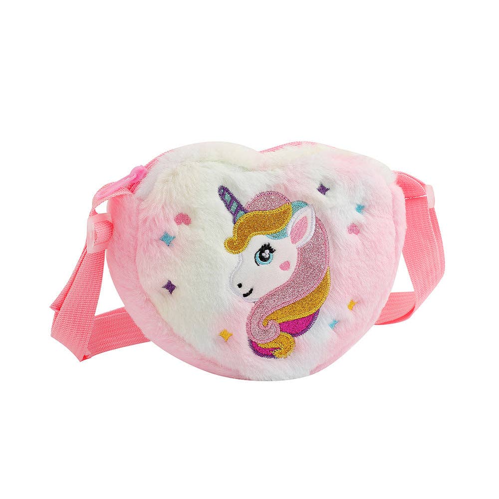 Plush Heart Unicorn Crossbody Bag