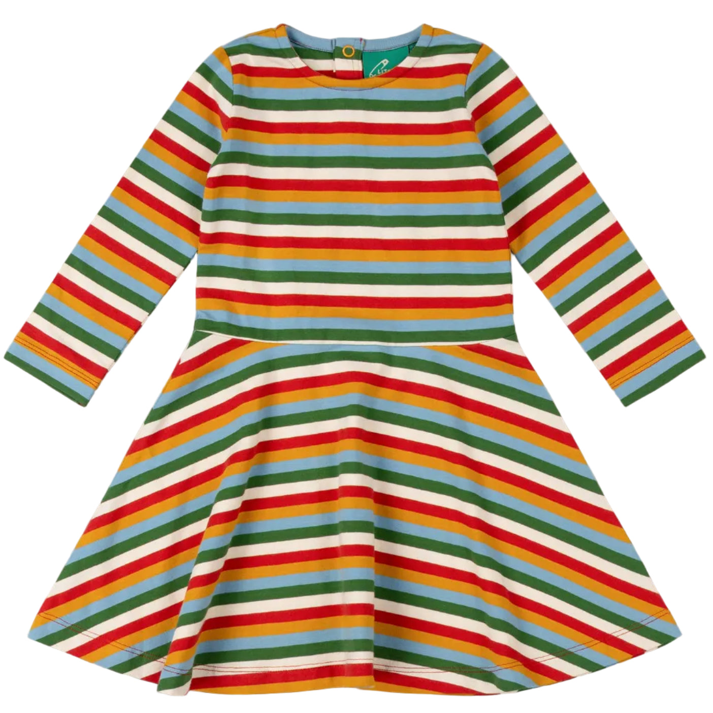 long sleeve striped skater dress Primary Kids Long Sleeve Twirly Dress in Mini Stripe in Fuchsia Lollipop Stripe Size 8-9