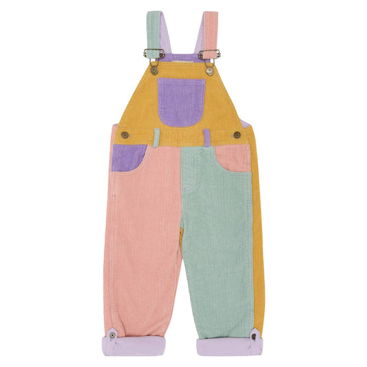 Patchwork Chunky Cord Dungarees - Pastel