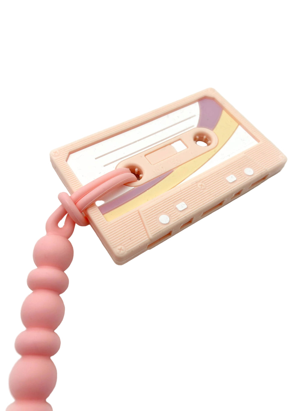 Cassette Tape Teether with Clip - Light Pink
