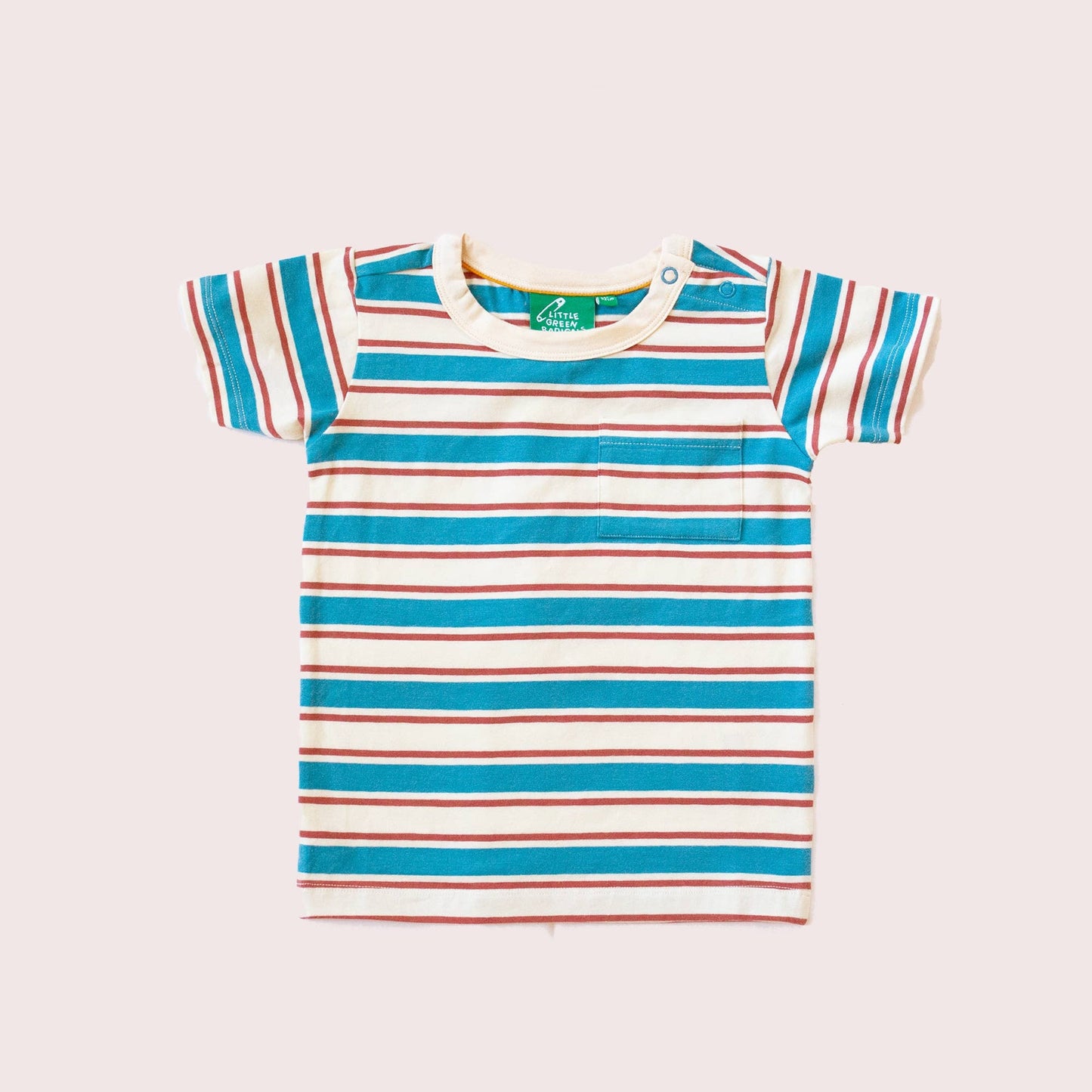 Blue & Walnut Striped Organic Short Sleeve T-Shirt