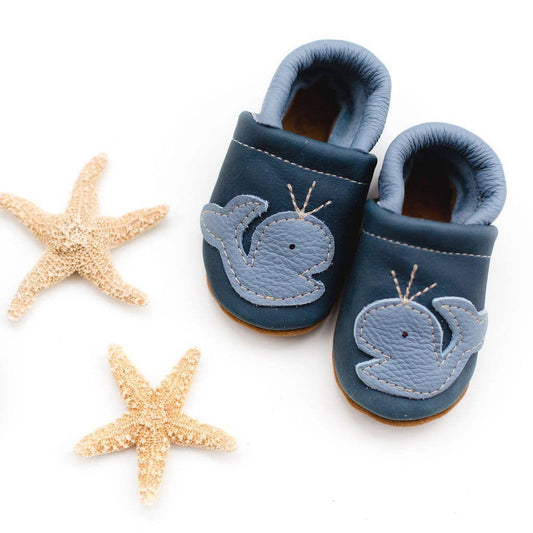 Whale on Denim leather Baby Boy Booties & Toddler Shoes