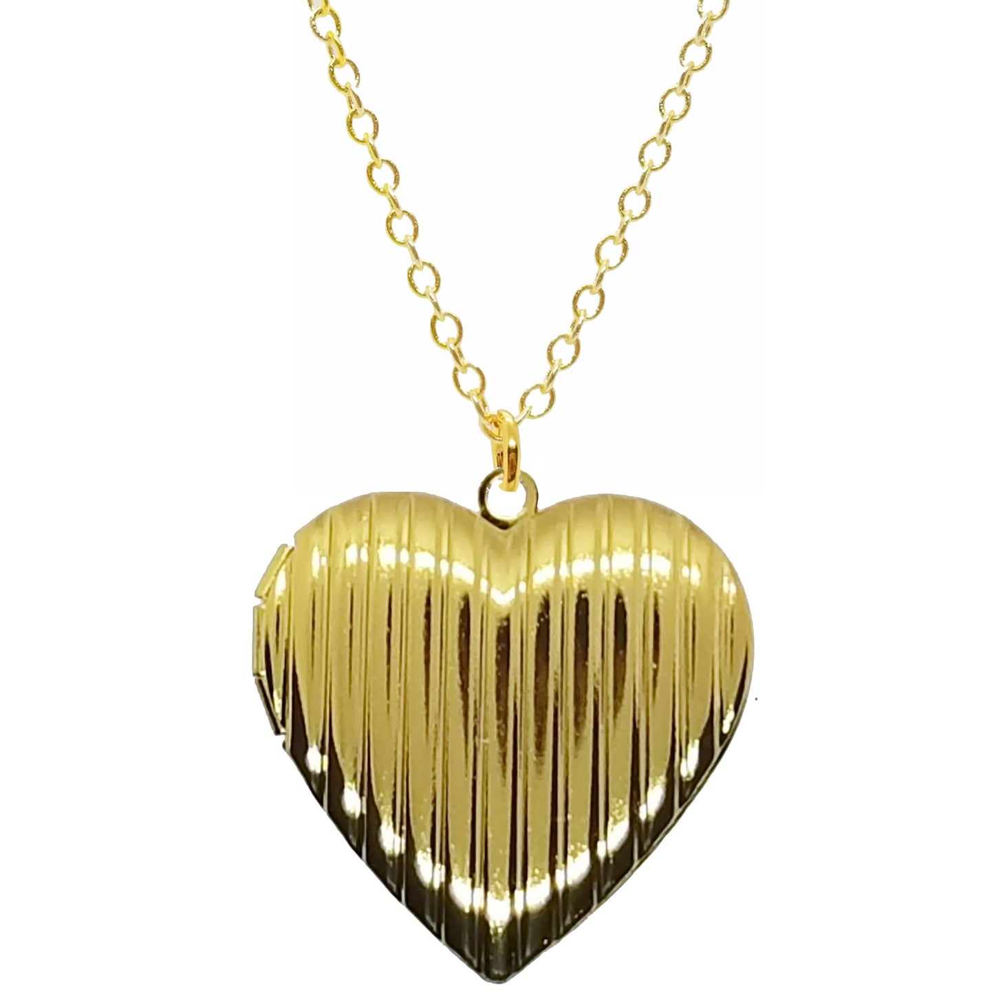 Large Striped Heart Locket Necklace