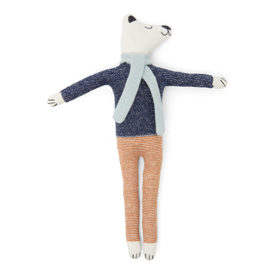 Cotton Knit Stuffed Animal Soft Toy - Polar Navy