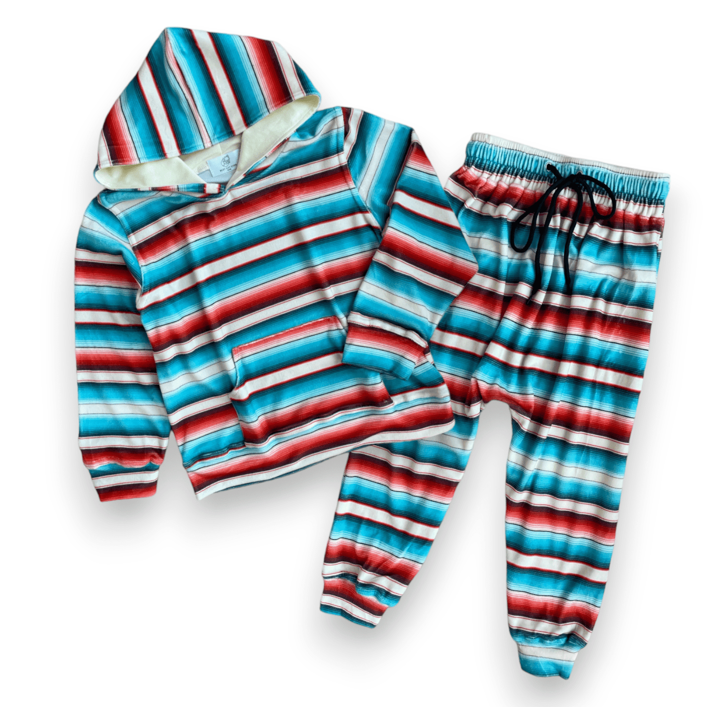 Stripe Velvet Hoodie Set